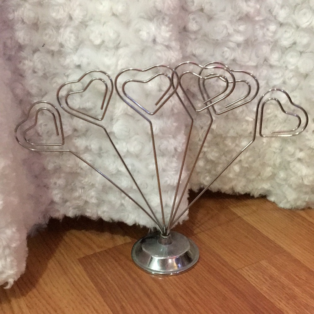 Silver Heart-Shaped Photo and card Holder